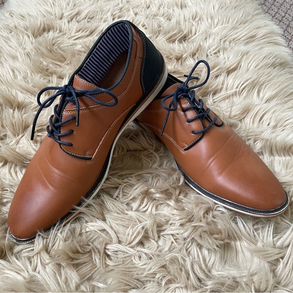 Men’s Brown & Black Two Tone Lace-up Oxford Shoes - Picture 8 of 8
